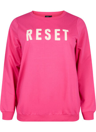 Sweatshirt mit Text, Fuchsia P. W. Reset, Packshot image number 0