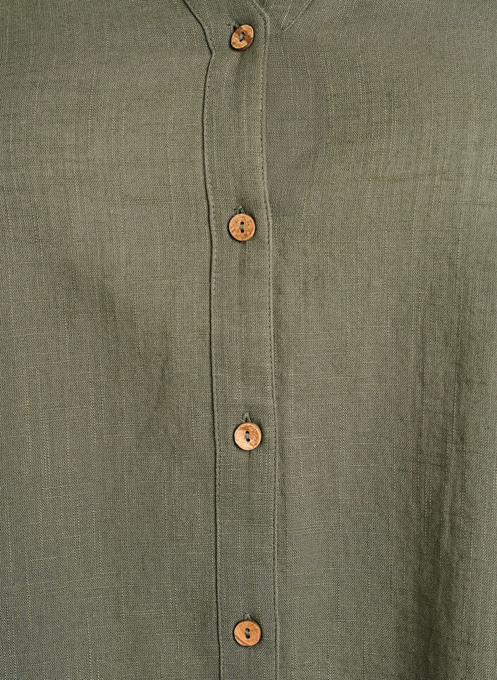 Hemdbluse aus Baumwolle mit V-Ausschnitt, Gr&uuml;n, Packshot image number 2