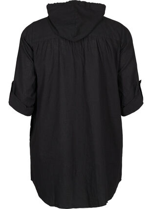 Tunika mit Kapuze aus Baumwolle und Leinen, Black, Packshot image number 1