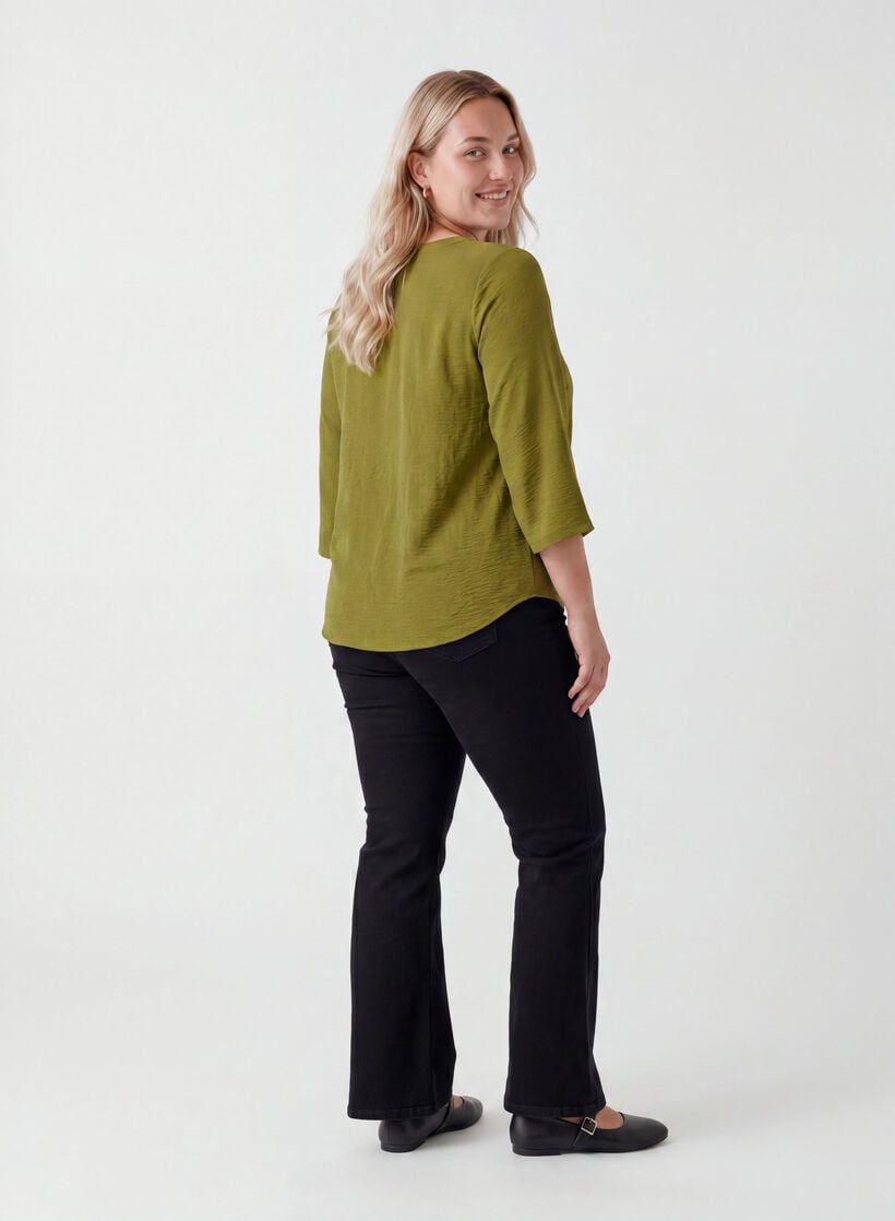 Bluse mit 3/4-&Auml;rmeln, Gr&uuml;n, Model image number 2