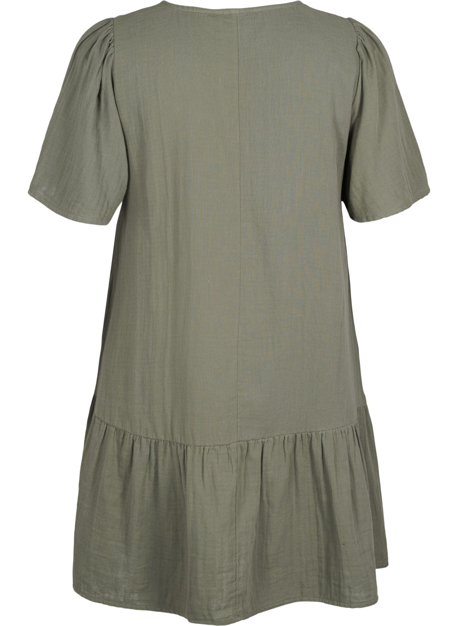 ZizziKurz&auml;rmliges Kleid aus Baumwolle mit A-Linien-Schnitt, Gr&uuml;n, Packshot image number 1
