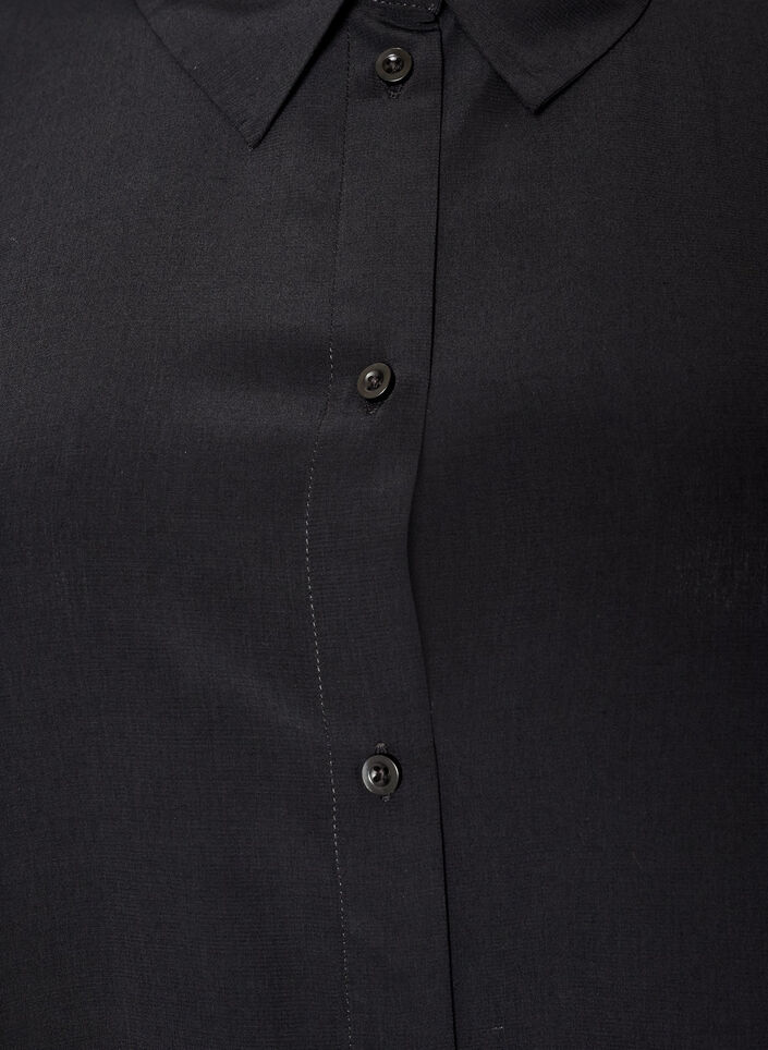 Kurzes Hemdblusenkleid mit R&uuml;schenvolant, Schwarz, Packshot image number 2