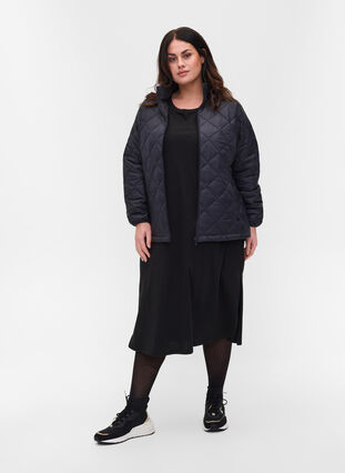 Gesteppte Leichtgewichtsjacke mit Reißverschluss und Taschen, Black, Model image number 2