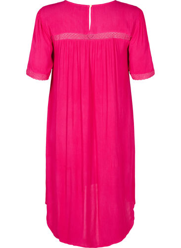 Viskose-Kleid mit Spitzenband., Bright Rose, Packshot image number 1