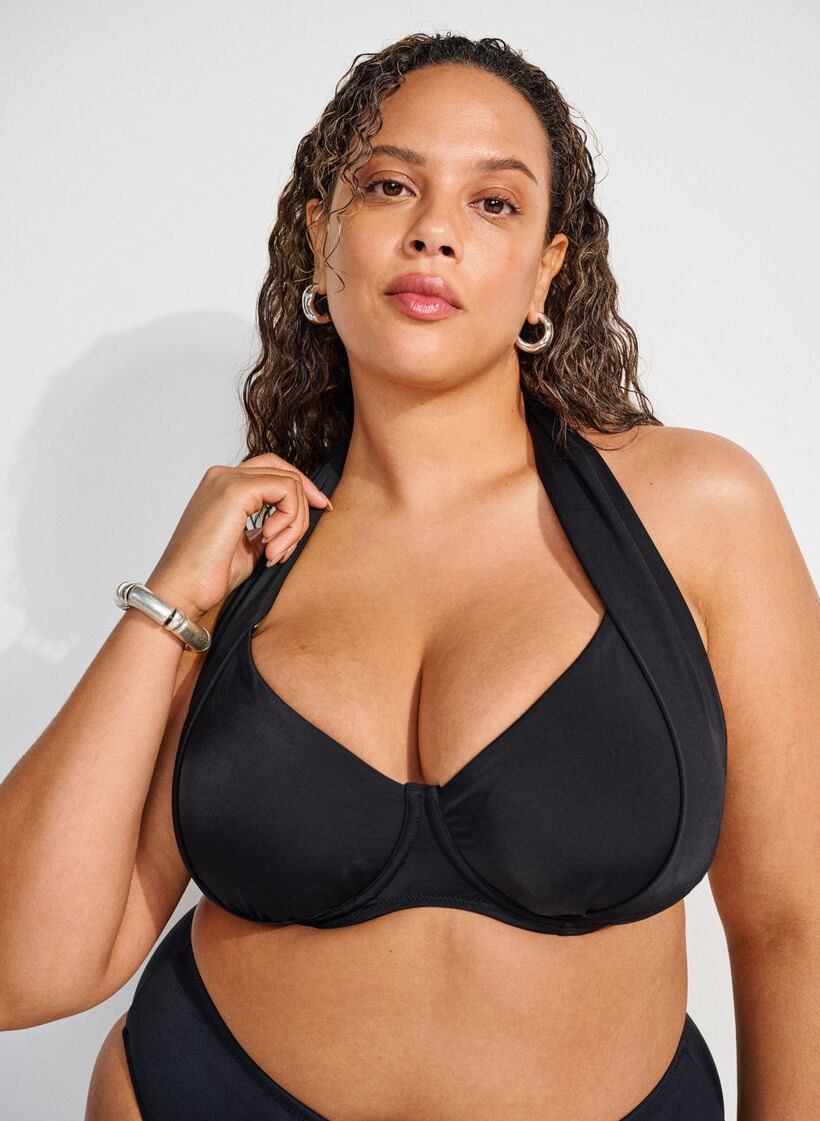 Bikini Top mit B&uuml;gel und Neckholder, Schwarz, Image image number 0