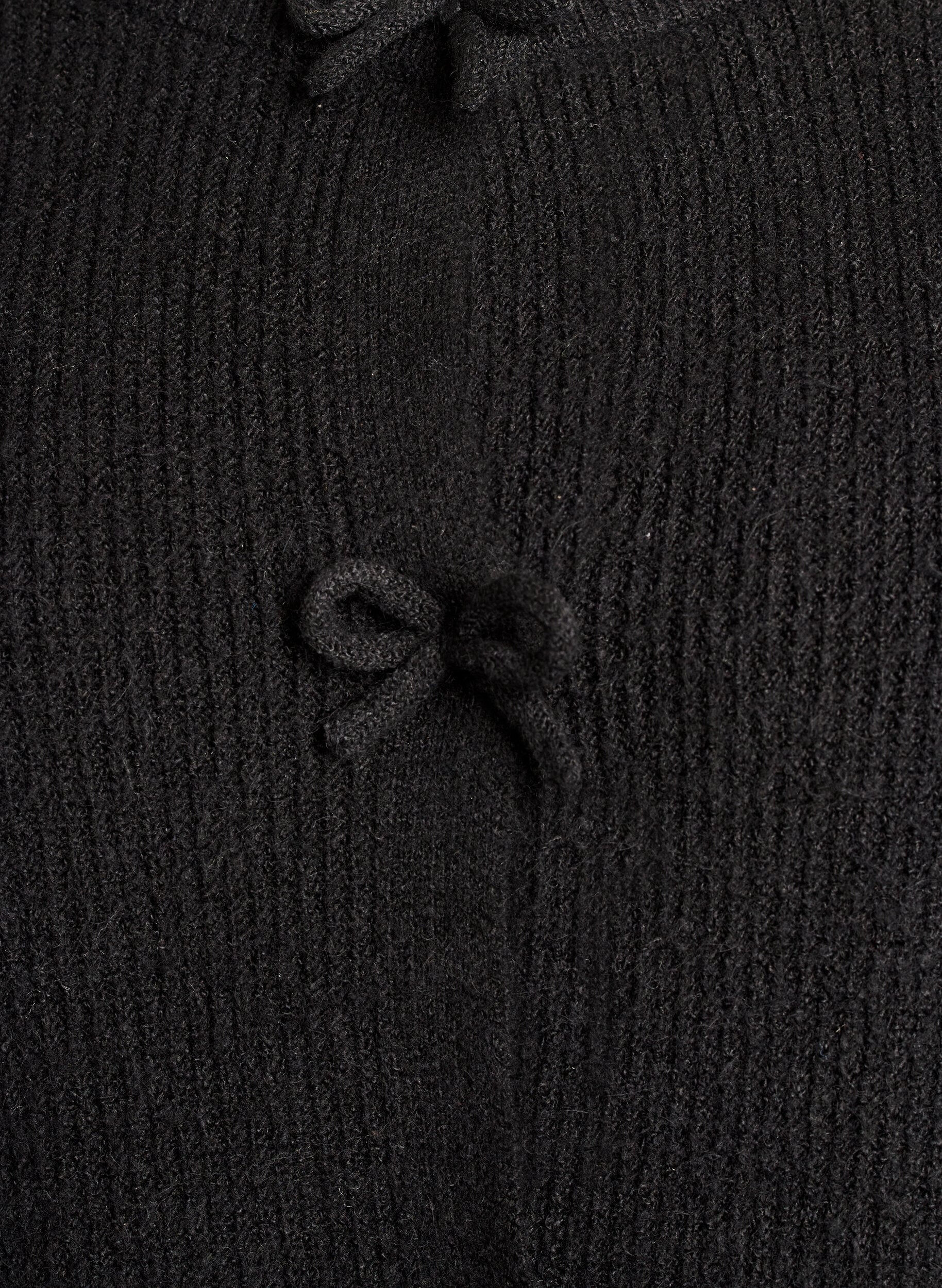 Zizzi Kurz&auml;rmelige Strickjacke mit Schleifen, Schwarz, Packshot image number 2