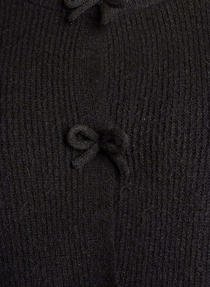 Kurz&auml;rmelige Strickjacke mit Schleifen, Schwarz, Packshot image number 2