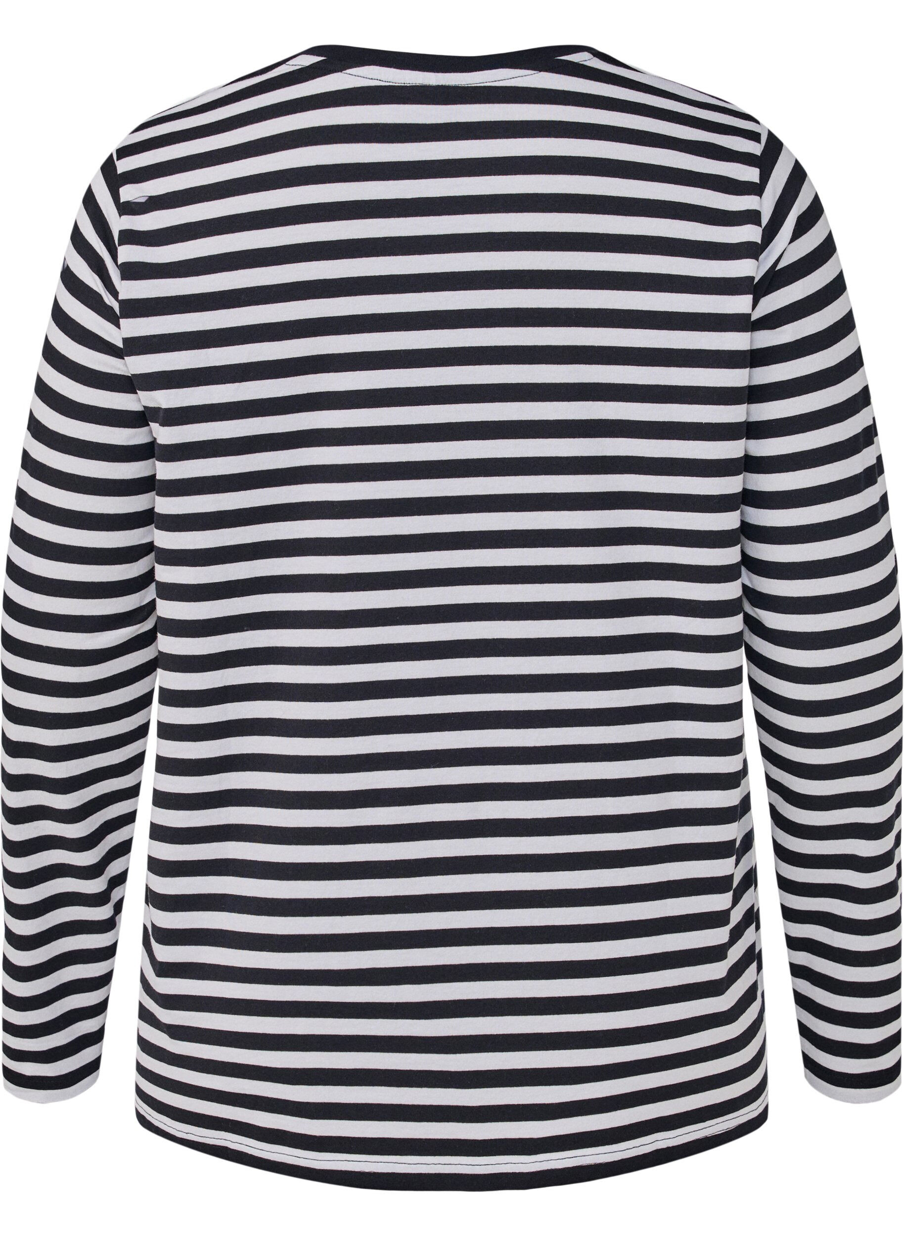 Zizzi Gebl&uuml;mte Bluse mit Muster, White w.Black Stripe, Packshot image number 1