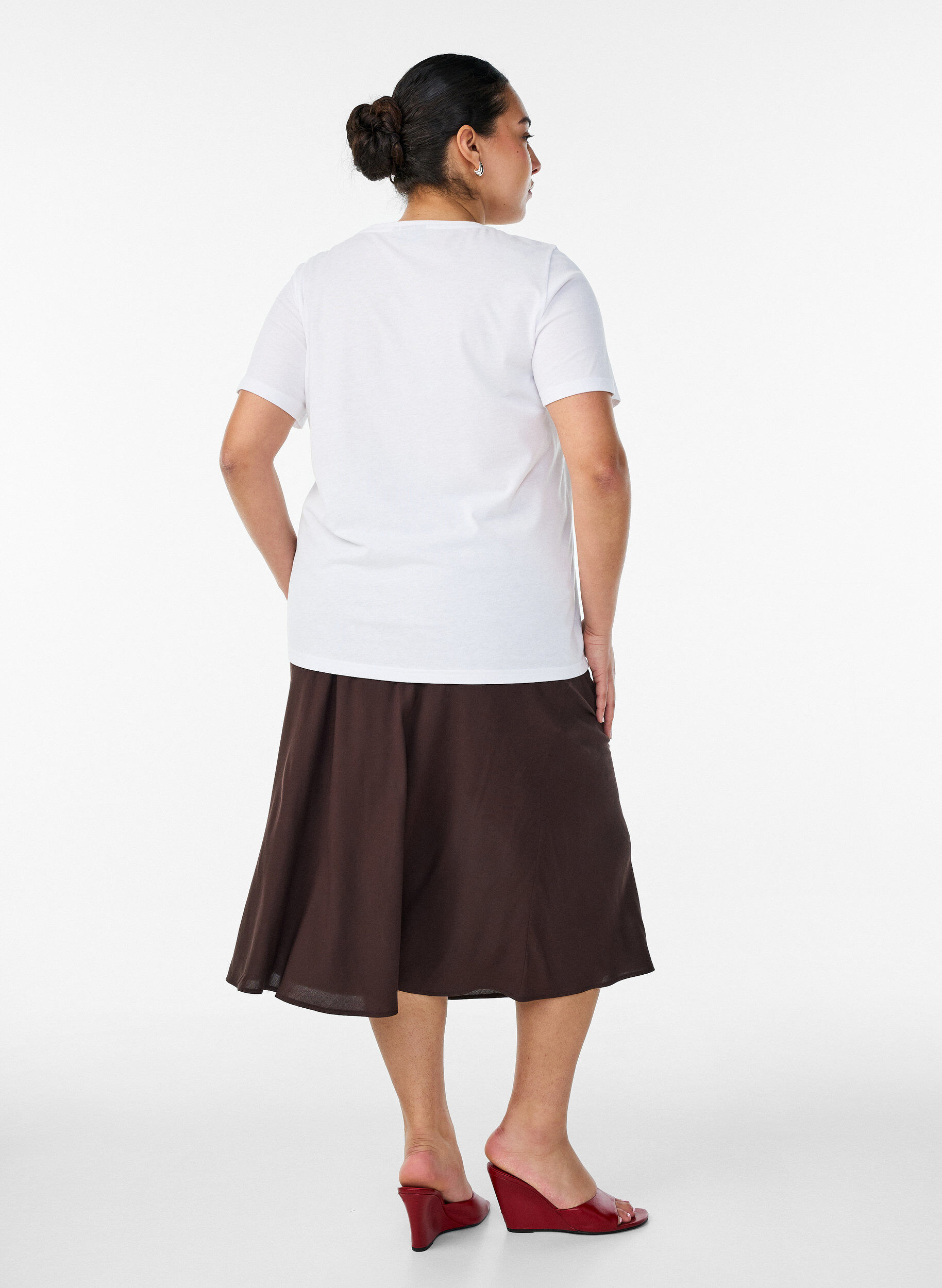 ZizziViskoserock mit elastischem Bund, Braun, Model image number 1