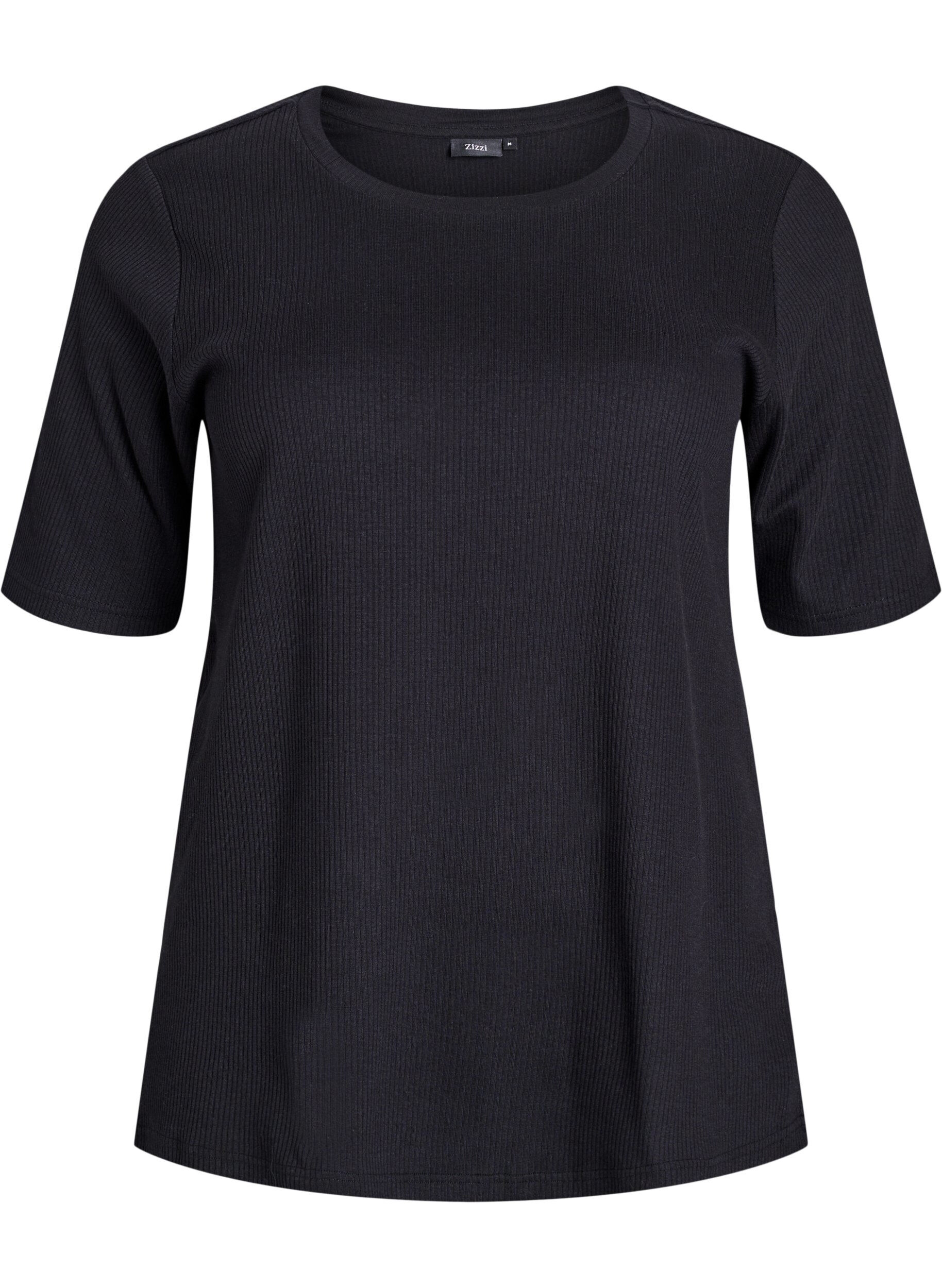 Bluse aus geripptem Jersey mit kurzen &Auml;rmeln