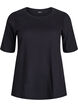 Bluse aus geripptem Jersey mit kurzen &Auml;rmeln, Schwarz, Packshot image number 0