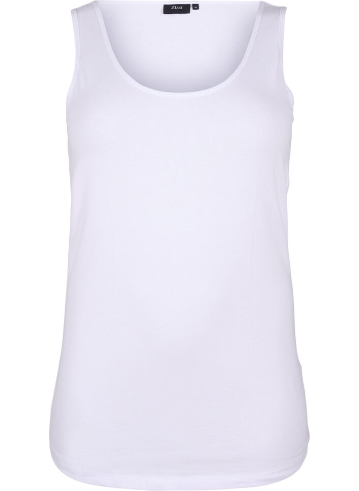 Einfarbiges basic Top aus Baumwolle, Wei&szlig;, Packshot image number 0