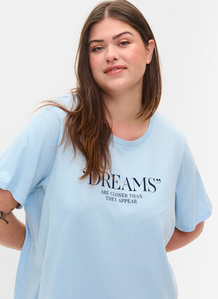 Oversize Schlaf-T-Shirt aus Bio-Baumwolle, Cashmere Blue DREAMS, Model image number 2