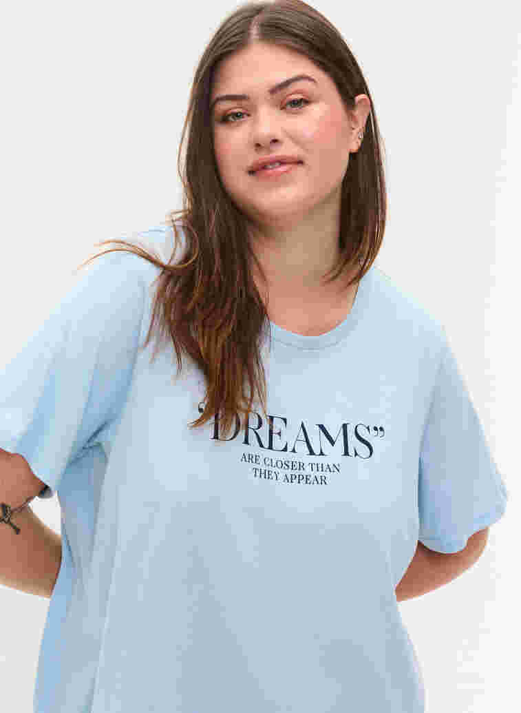 Oversized Nacht T-Shirt aus Bio-Baumwolle, Cashmere Blue DREAMS, Model image number 2