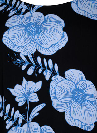 FLASH – Kurzarmbluse aus Viskose mit Aufdruck, Black Big Bl.Flower, Packshot image number 2