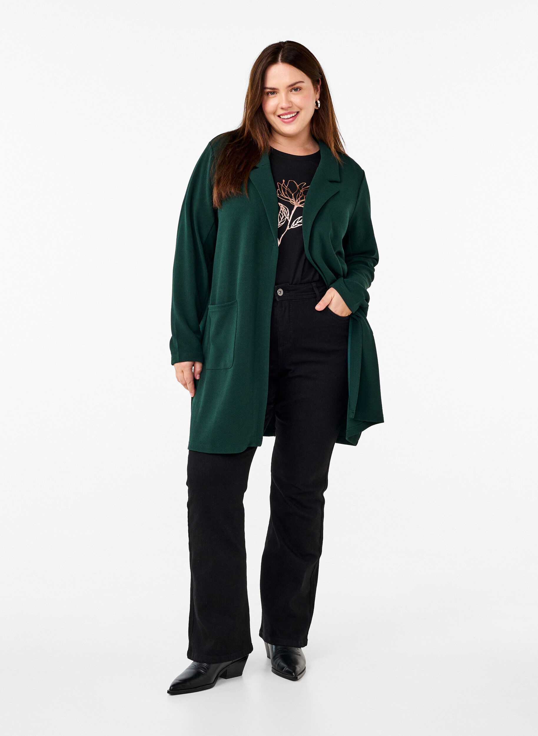 ZizziLange Blazer mit Taschen, Gr&uuml;n, Model image number 1