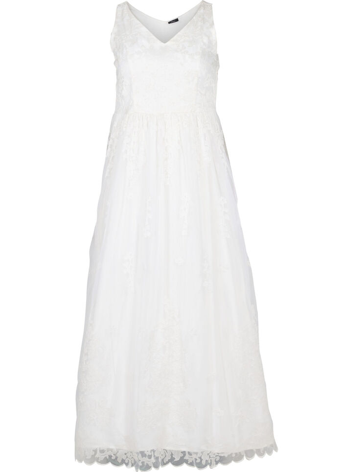 Ärmelloses Brautkleid mit V-Ausschnitt, Star White, Packshot image number 0