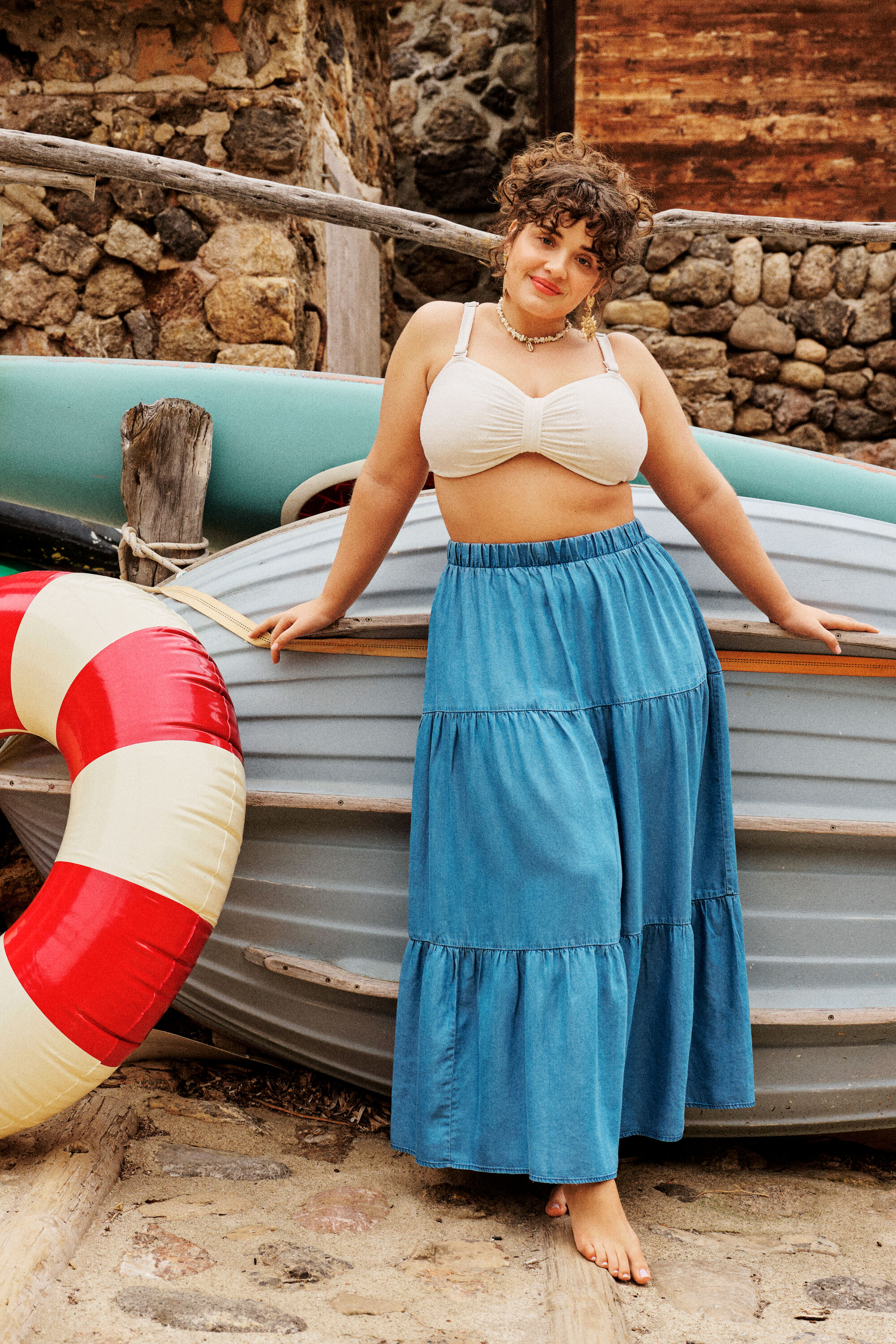 ZizziB&ouml;hmisch in meerblauen T&ouml;nen, , Model