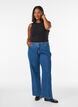 Jeans mit weitem Bein und hohem Bund, Blau, Model image number 0