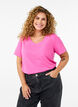 Einfarbiges basic T-Shirt aus Baumwolle, Pink, Model image number 0