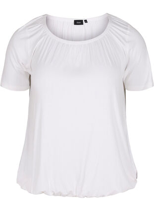 Kurzarm T-Shirt aus Viskose mit Gummibund, Bright White, Packshot image number 0