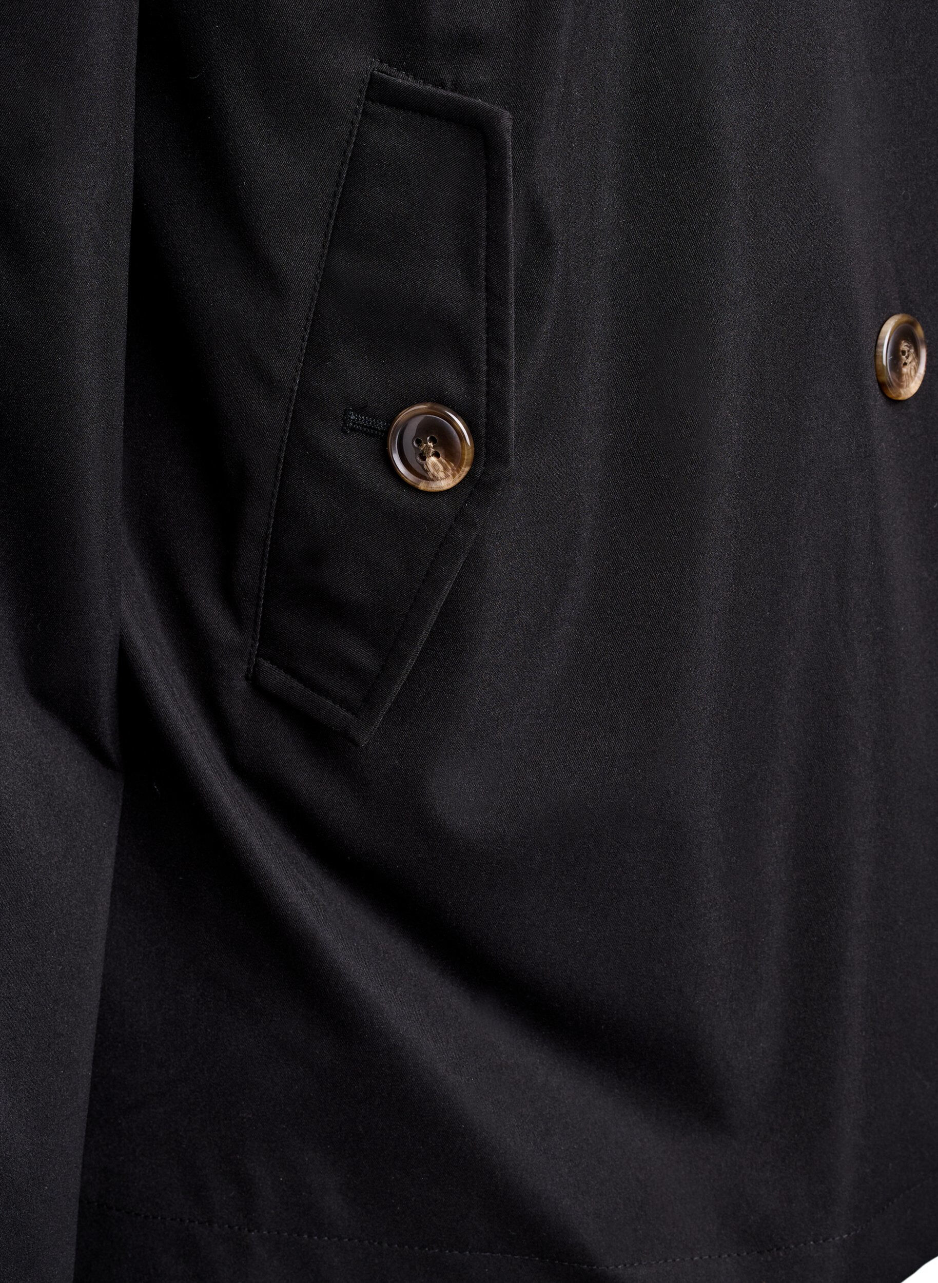 Zizzi Kurzer Trenchcoat mit Taschen, Schwarz, Packshot image number 3