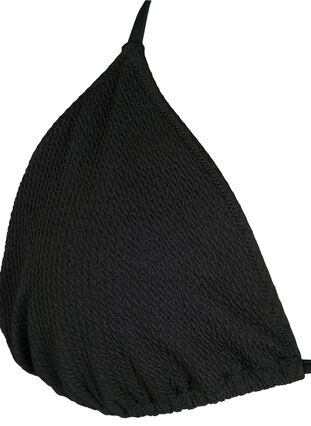 Triangel-Bikini-BH mit Kreppstruktur, Black, Packshot image number 2