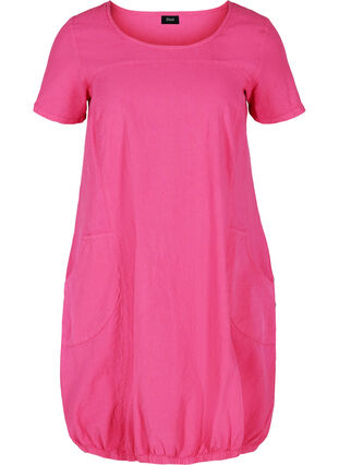 Kurzarm Kleid aus Baumwolle, Fuchia Purple, Packshot image number 0