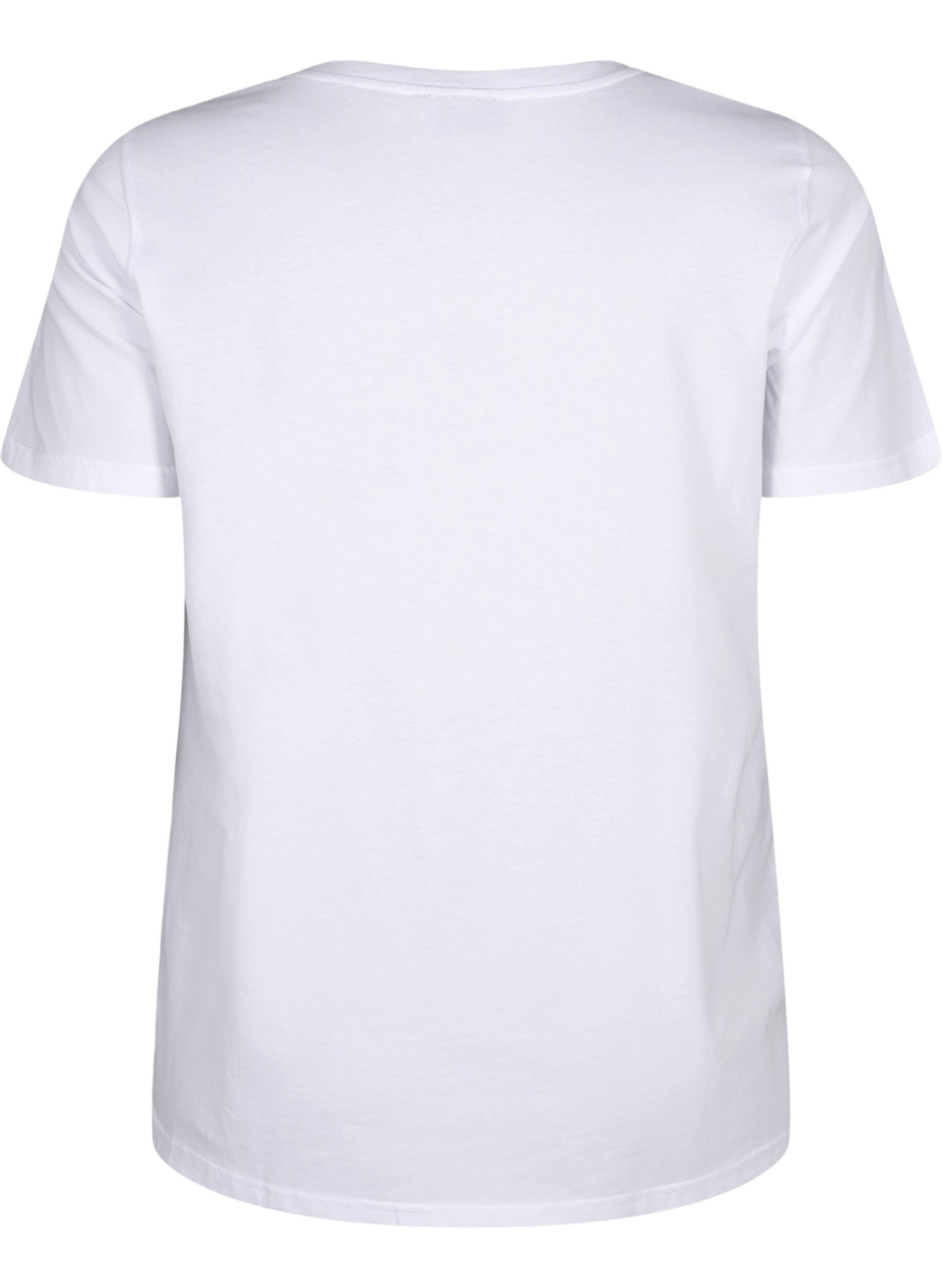 Zizzi Baumwoll-T-Shirt mit Textaufdruck, B. White w. Paris, Packshot image number 1