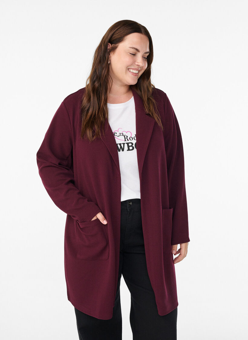 Lange Blazer mit Taschen, Rot, Model image number 0
