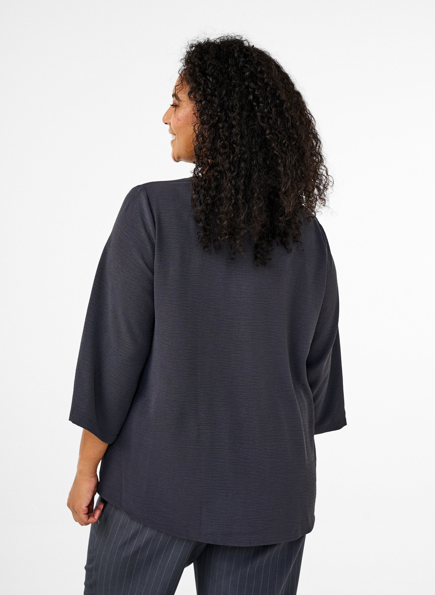 Zizzi FLASH - Bluse mit 3/4-&Auml;rmeln, Grau, Model image number 2