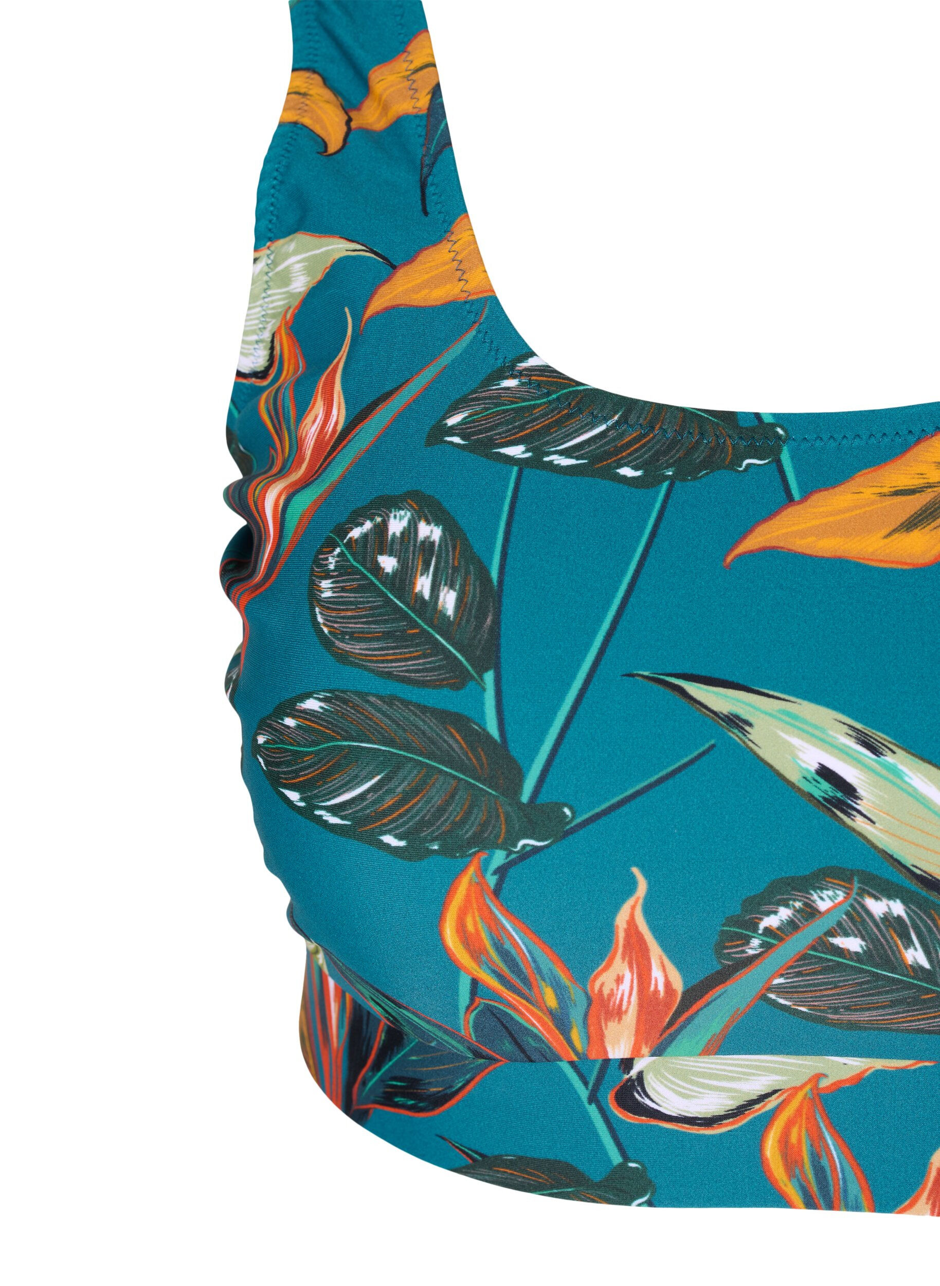 Zizzi Bikini-Top mit Rundhalsausschnitt, Leaf Print, Packshot image number 2