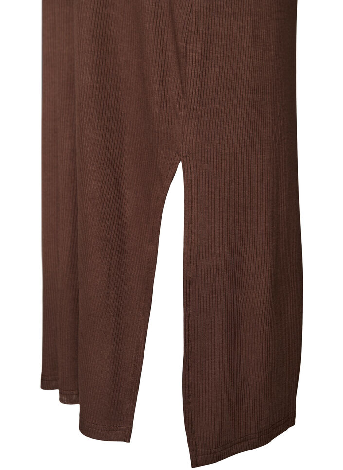 &Auml;rmelloses geripptes Kleid aus Viskose, Braun, Packshot image number 3