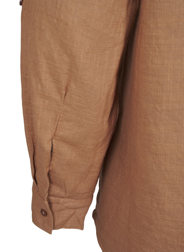 Hemdbluse aus Baumwolle mit V-Ausschnitt, Coca Mocha, Packshot image number 3