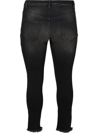 Cropped Nille Jeans mit coolen Fransensäumen, Dark Grey Denim, Packshot image number 1