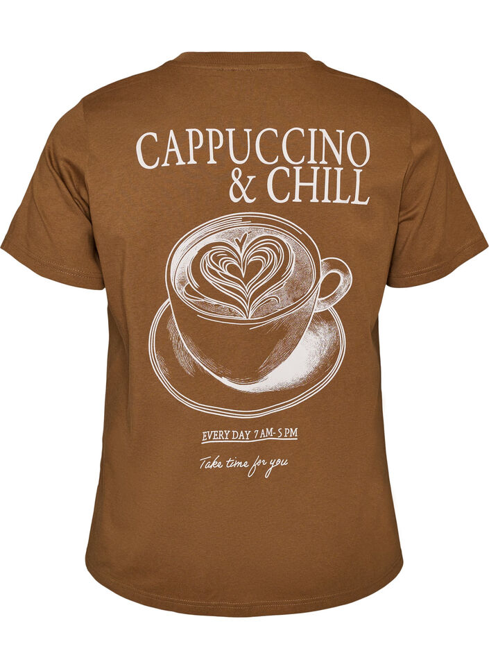 T-Shirt aus Baumwolle mit Print, Braun, Packshot image number 1