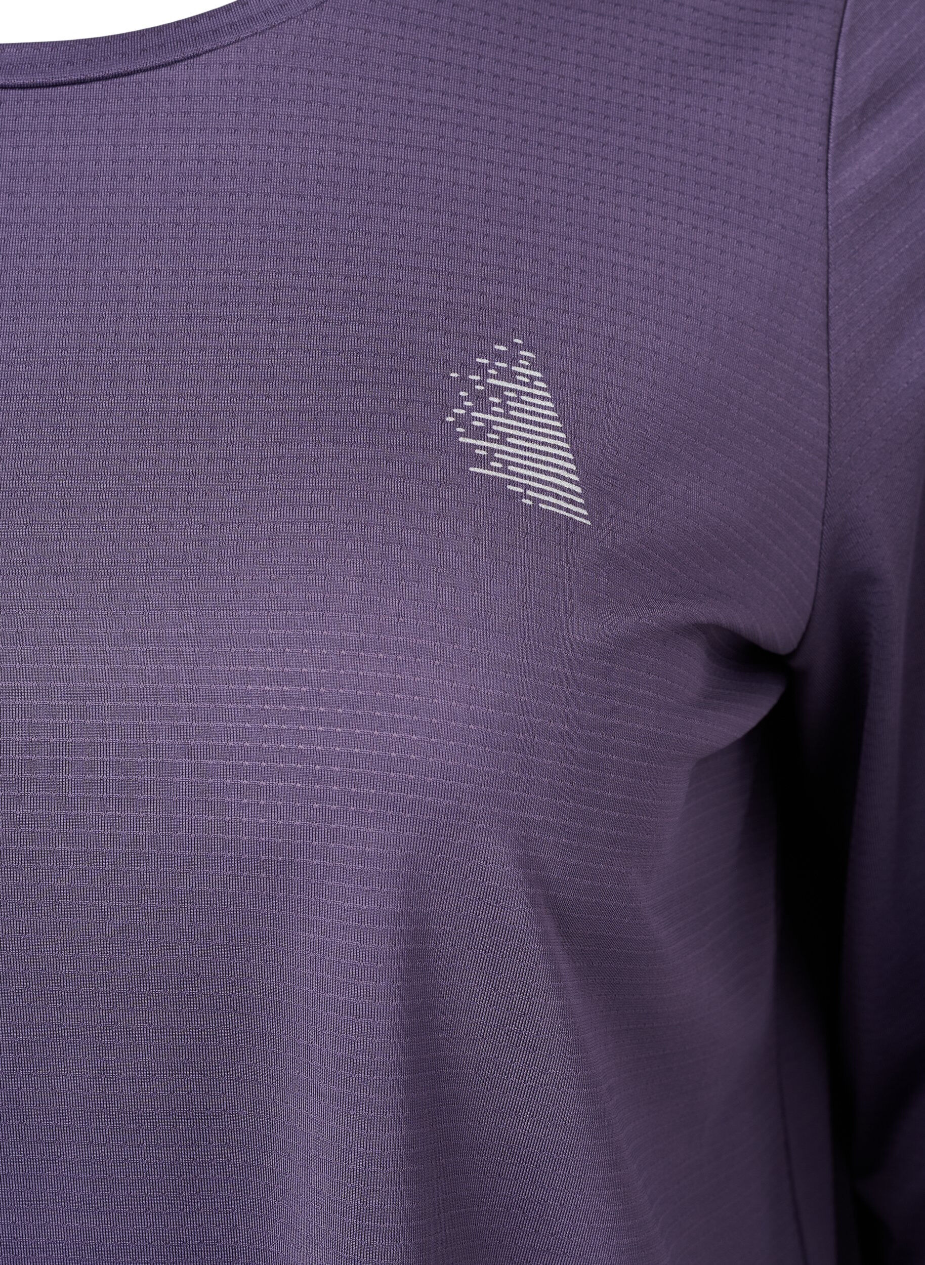 Zizzi Lang&auml;rmlige Trainingsbluse mit Struktur, Purple Plumeria, Packshot image number 2