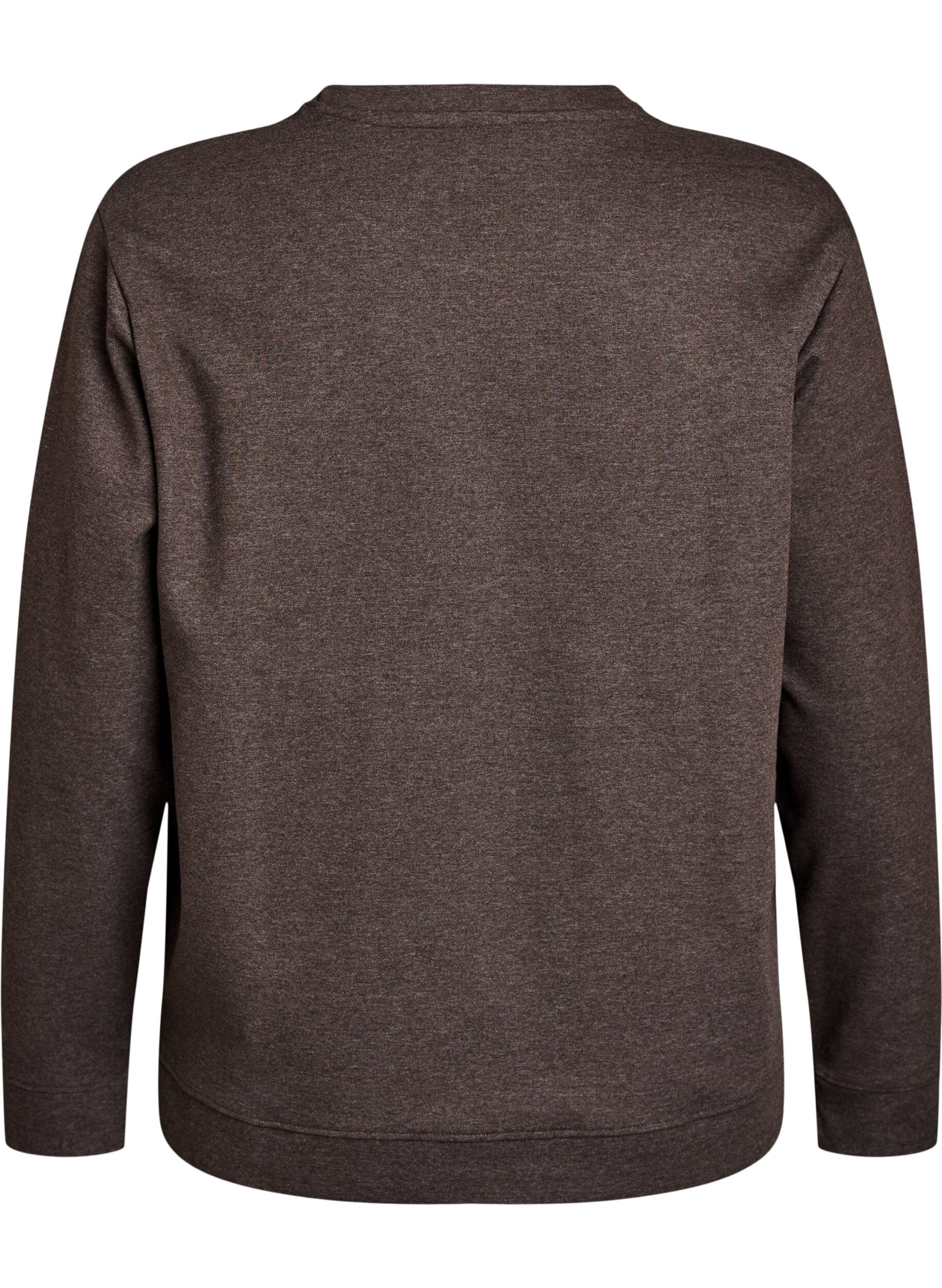 Zizzi Sweatshirt mit Rundhalsausschnitt, Braun, Packshot image number 1