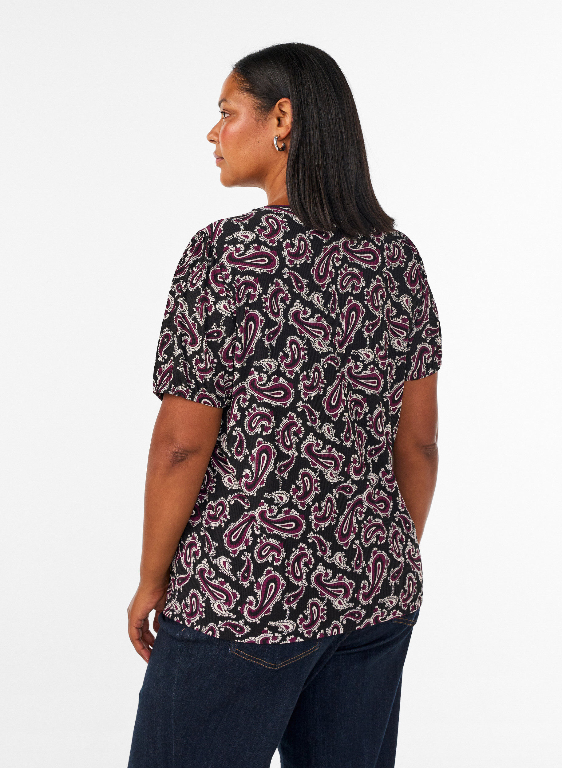 ZizziBluse mit langen &Auml;rmeln und Paisleymuster, Dunkles Bordeaux, Model image number 2