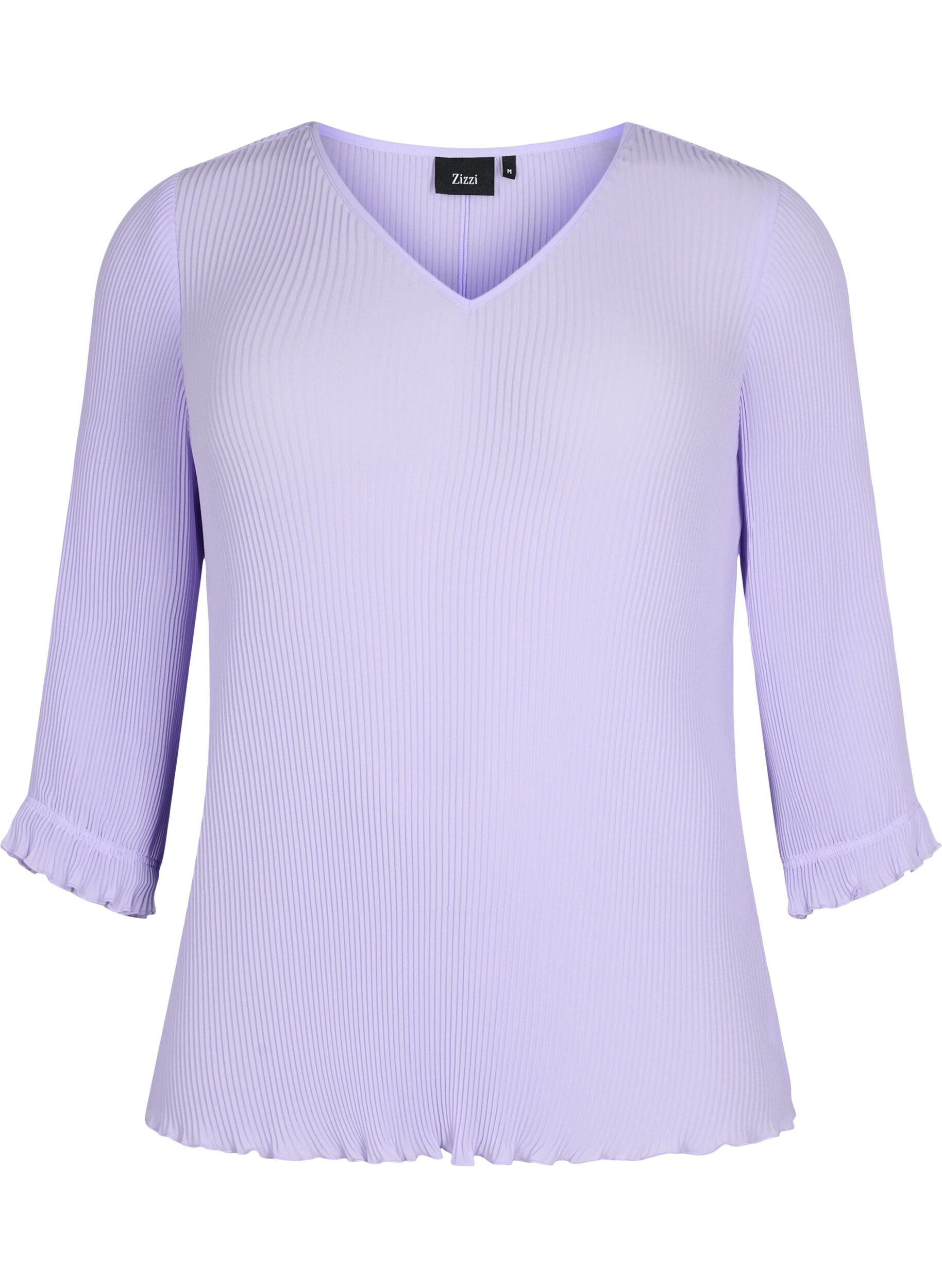Zizzi Plissierte Bluse mit 3/4-&Auml;rmeln, Lavender, Packshot image number 0