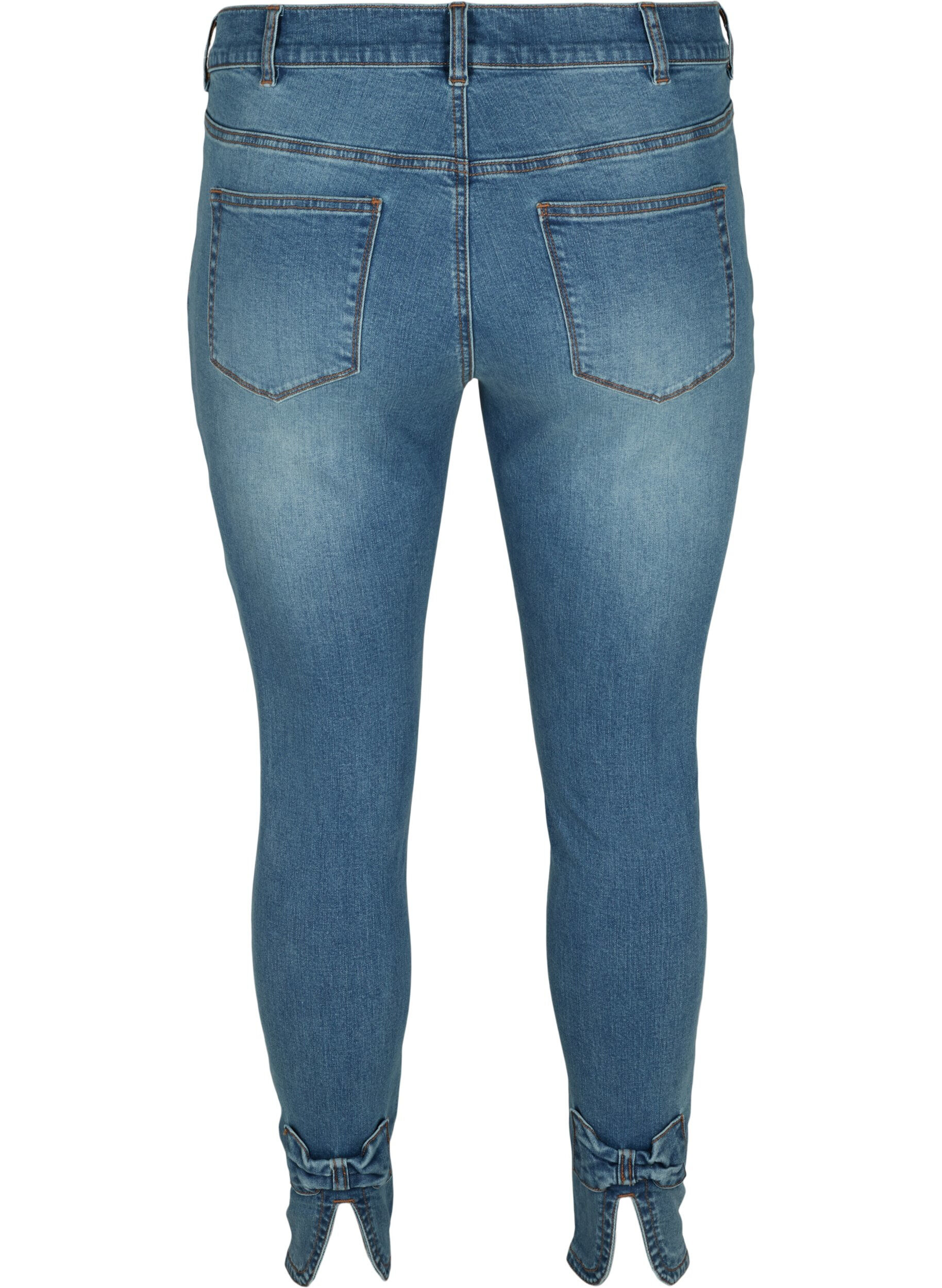Zizzi Cropped Amy Jeans mit hoher Taille und Schleife, Blue denim, Packshot image number 1
