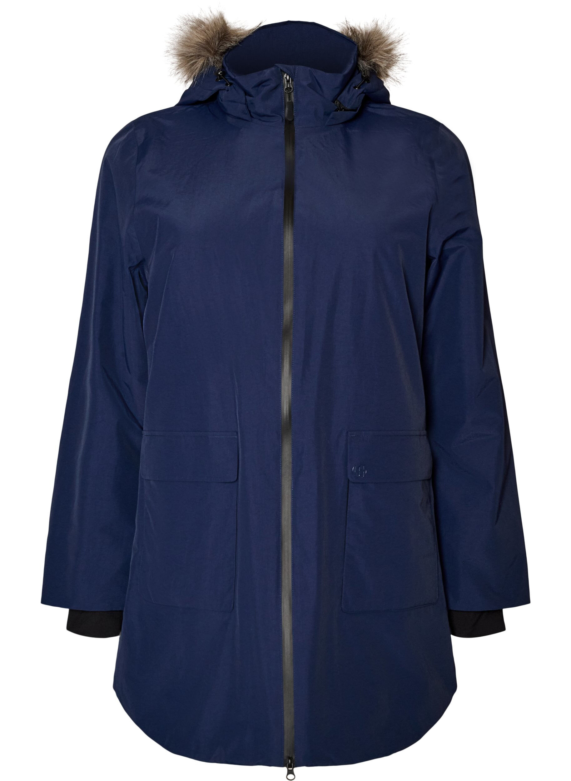 ZizziWasserdichter Parka mit Kapuze, Blau, Packshot image number 0
