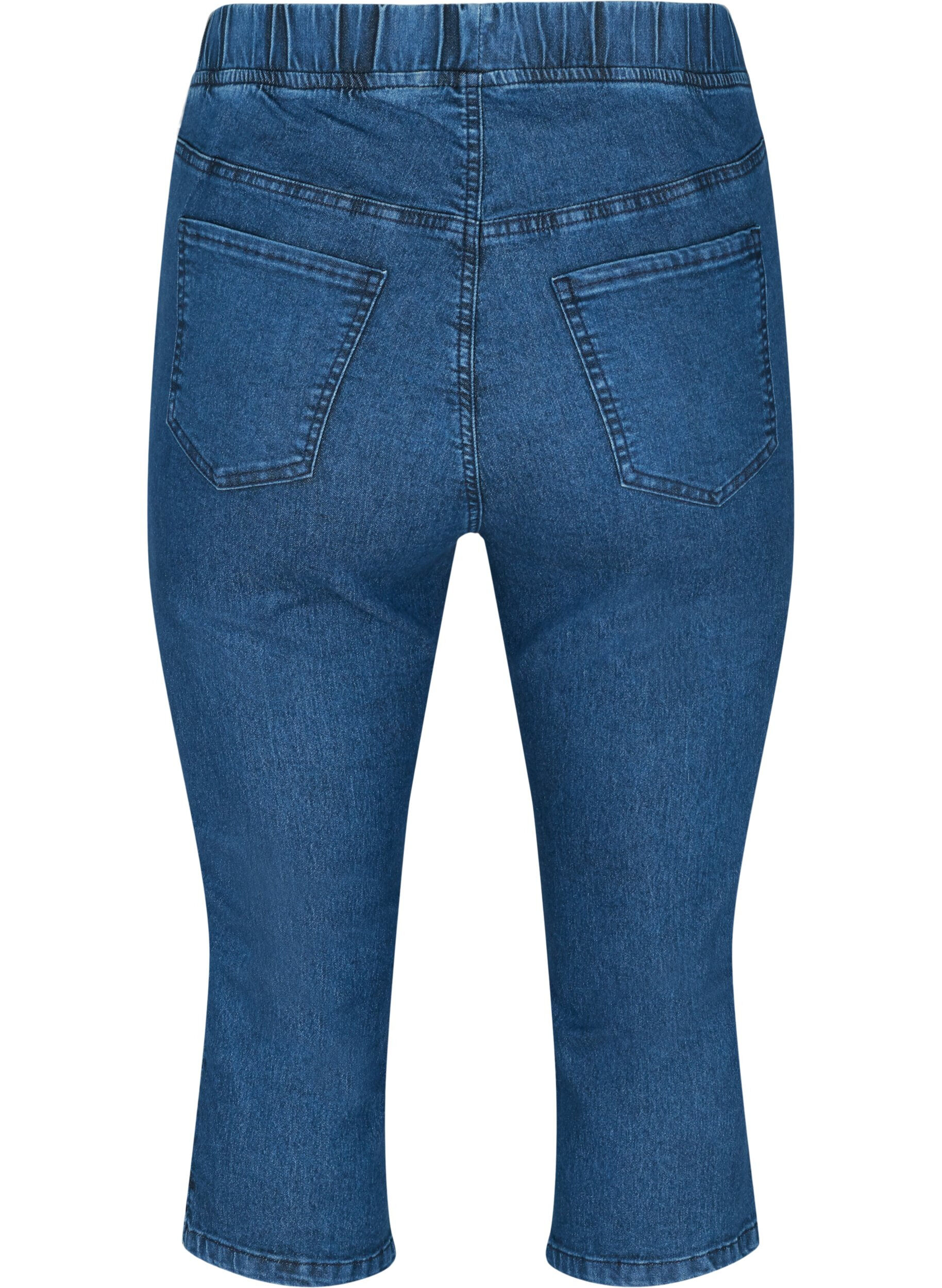 Zizzi Caprihose in Baumwollmischung, Dark blue denim, Packshot image number 1