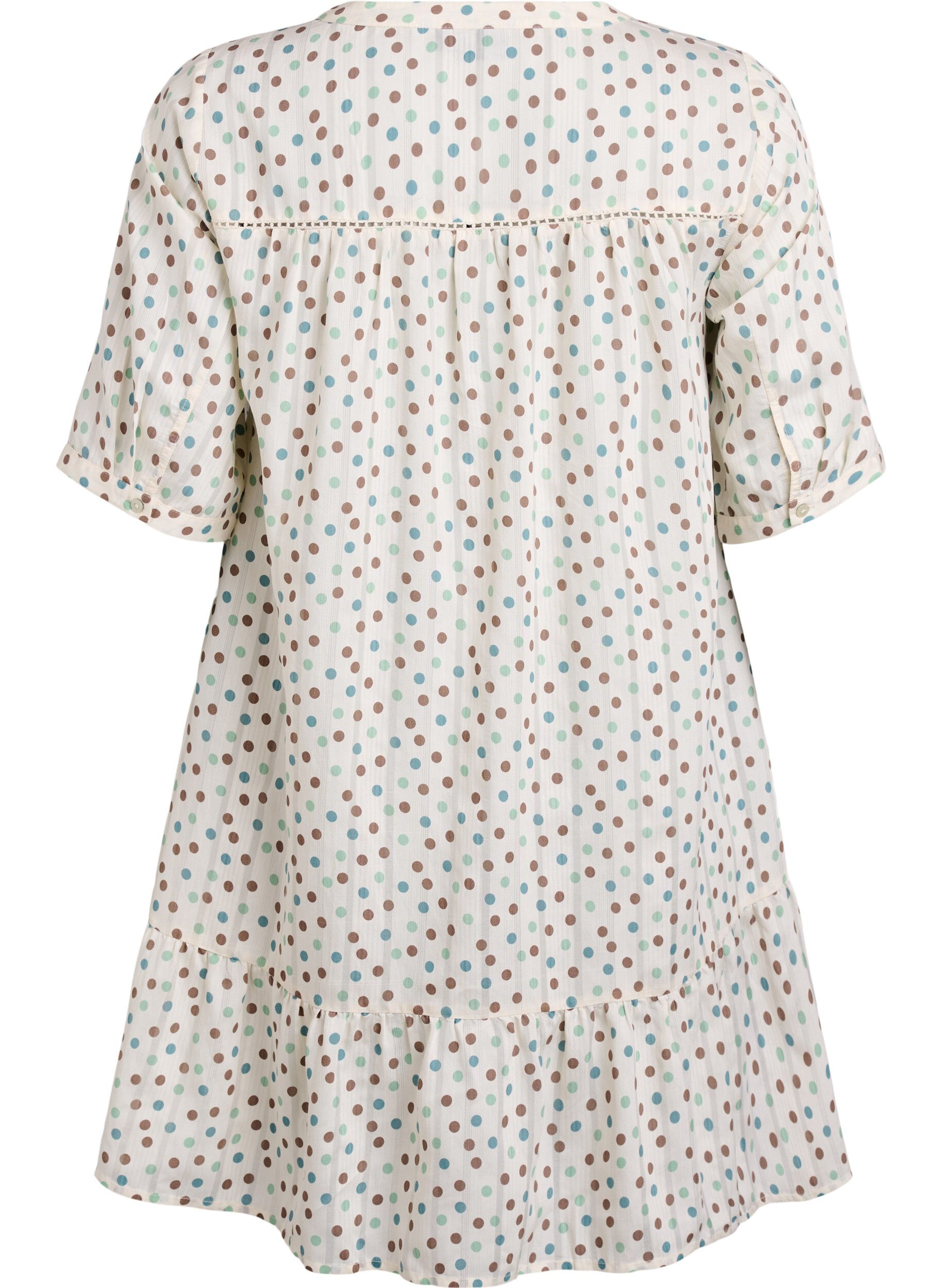 Zizzi Kurzes Viskosekleid mit Spitzenbesatz und A-Linien-Schnitt, Wei&szlig;, Packshot image number 1