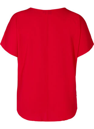 Bluse mit kurzen Ärmeln und Rundhalsausschnitt, Lipstick Red, Packshot image number 1
