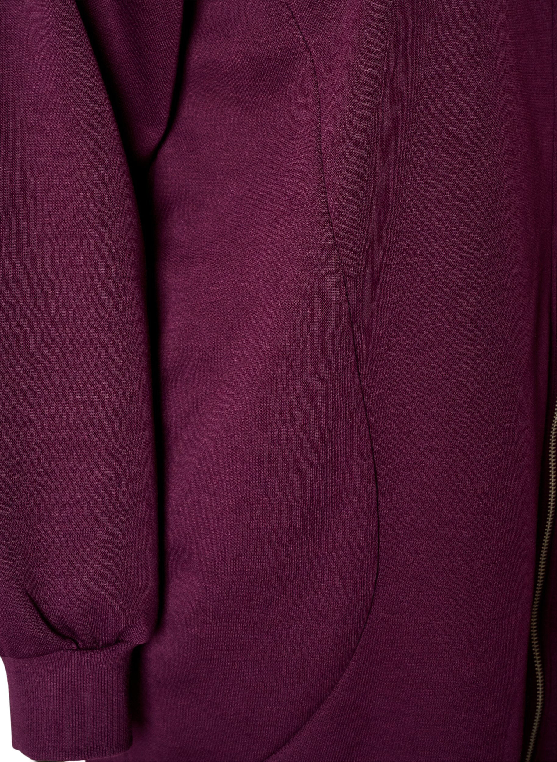 ZizziLanger Hoodie mit Rei&szlig;verschluss und Taschen, Lila, Packshot image number 3