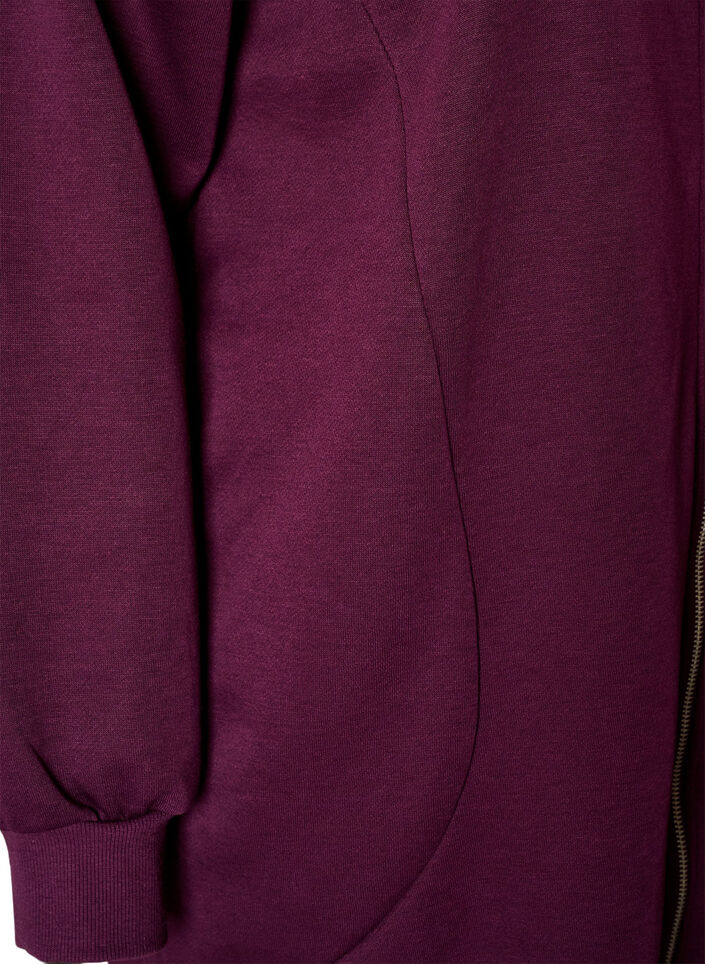 Langer Hoodie mit Rei&szlig;verschluss und Taschen, Lila, Packshot image number 3