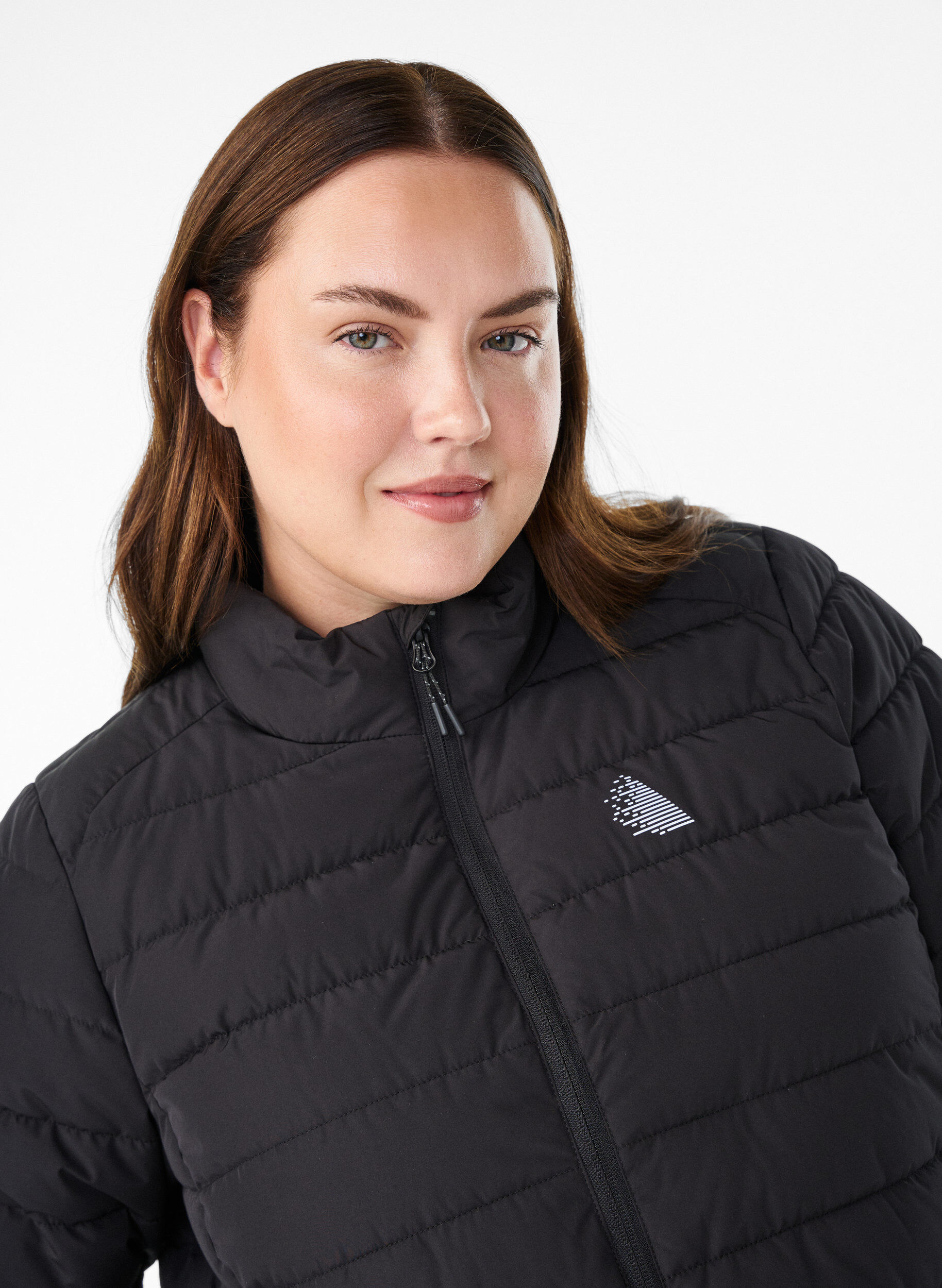 Zizzi Sportliche, wattierte Jacke mit Stehkragen und Taschen, Schwarz, Model image number 3