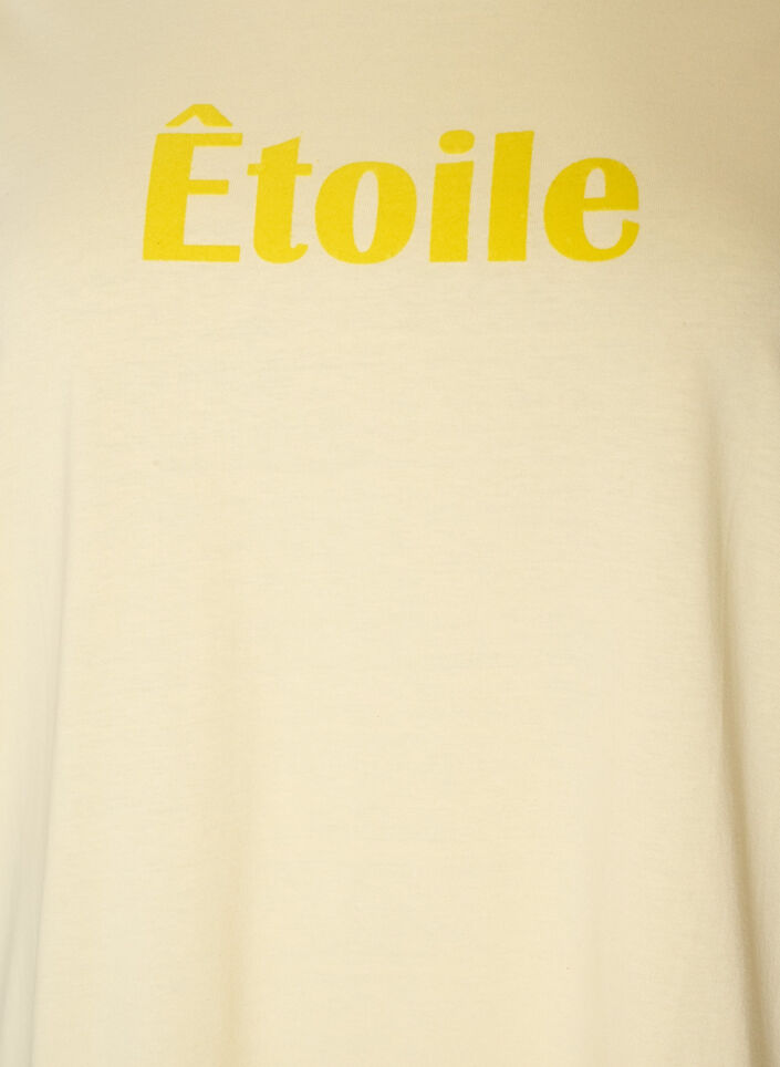 T-Shirt aus Bio-Baumwolle mit Text aus Velours, Gelb, Packshot image number 2