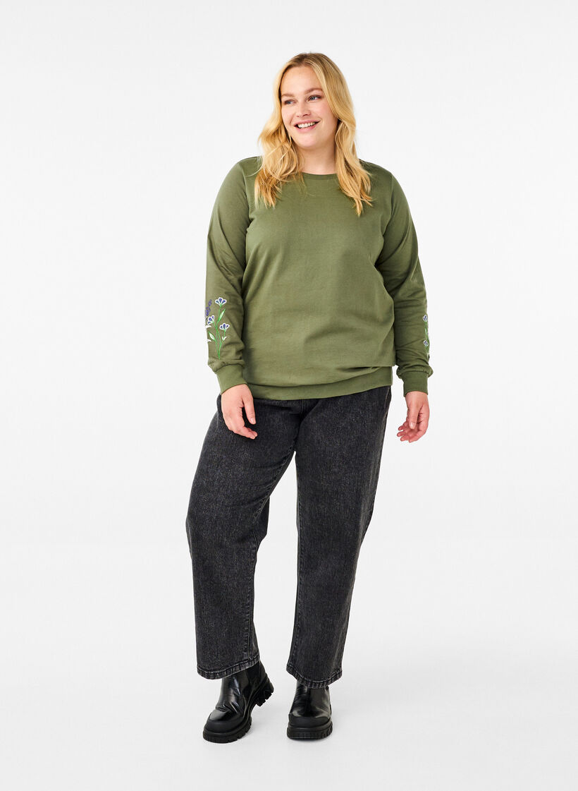 Sweatshirt mit Blumenstickereien, D. L. Green W. emb., Model image number 2